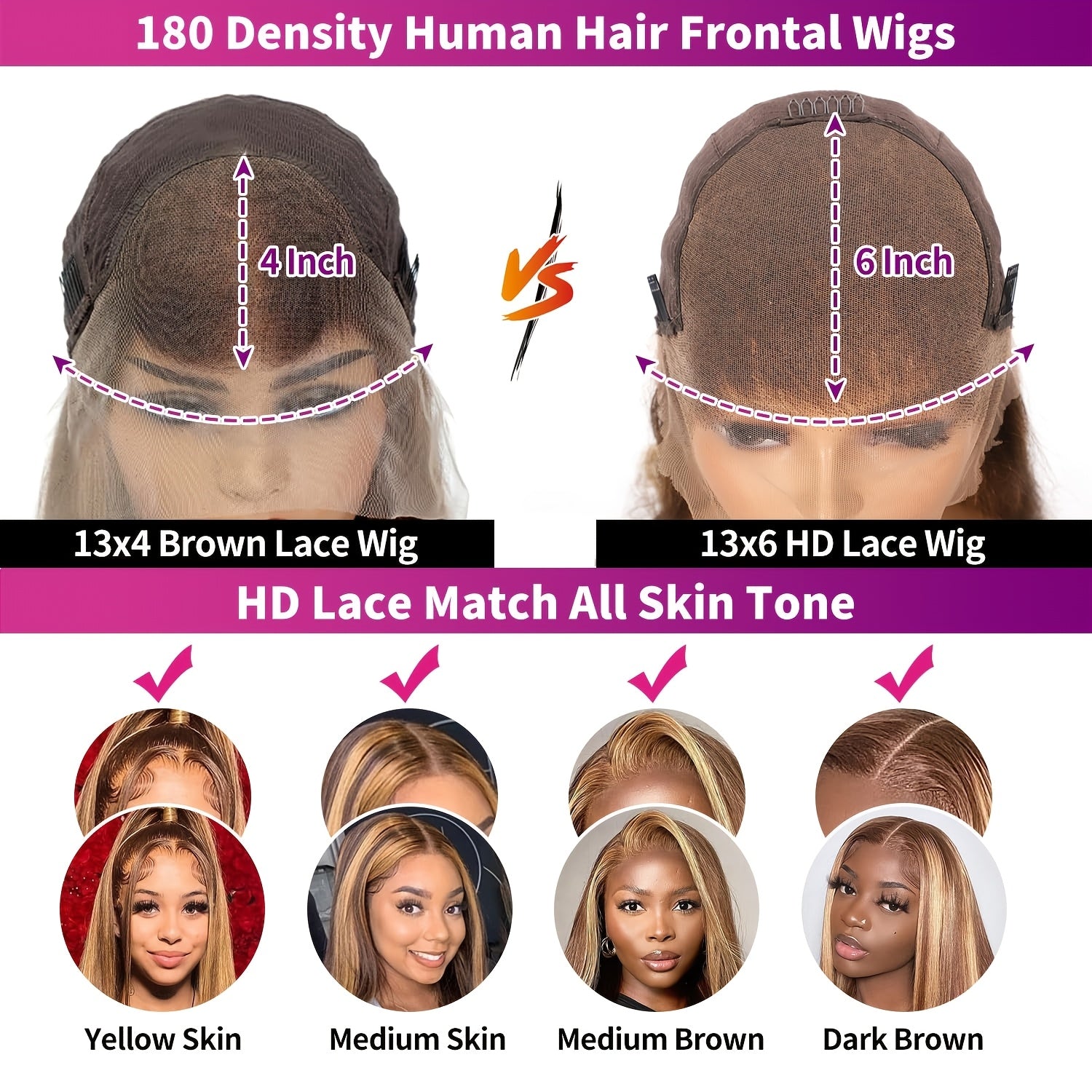 30 Inch Ombre Highlight 13x6 HD Transparent Lace Front Wig Human Hair - Pre-Plucked 180% Density Glueless Honey Blonde to Darker Brown Wig for Women, Party & Casual Attire, All Ethnicities, Wig Accessories